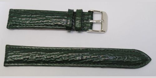 Bracelet montre cuir vachette véritable modèle bombé gr requin vert 20mm
