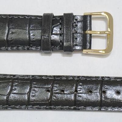 Uhrenarmband aus echtem Rindsleder gr dunkelgrau Alligator 20mm