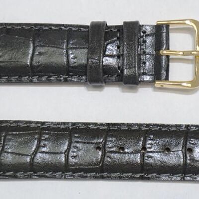 Cinturino per orologio in vera pelle di vacchetta gr alligatore grigio scuro 20mm