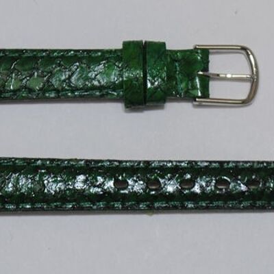 Bracelet montre cuir saumon véritable vert 12mm