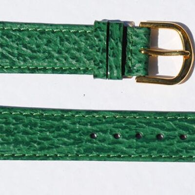 Bracelet montre cuir requin véritable plat vert 18mm