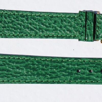 Bracelet montre cuir requin véritable plat vert 18mm