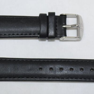 Genuine cowhide leather watch strap curved model smooth roma black 18mm