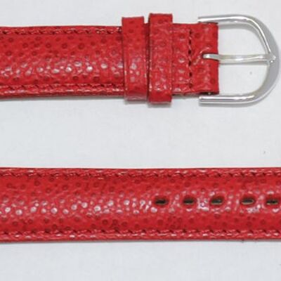 Red domed genuine cowhide leather watch strap, ETNA model, 18mm