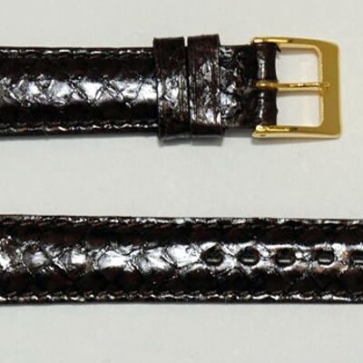 Genuine salmon domed leather watch strap 16mm, brown, French leather made in Brittany