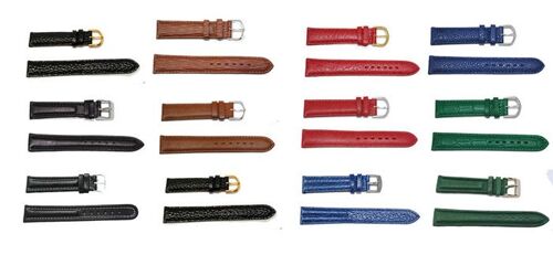 12 bracelets montre cuir 16mm  3 noirs 3 marrons 6 couleurs assorties