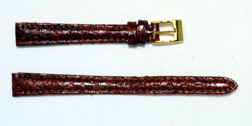 Bracelet montre cuir saumon véritable rouge rouille bombé 10mm