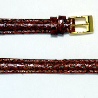 Domed rust red genuine salmon leather watch strap 10mm