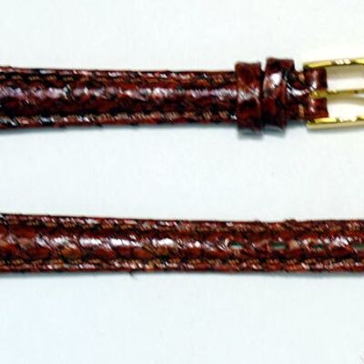 Bracelet montre cuir saumon véritable rouge rouille bombé 10mm