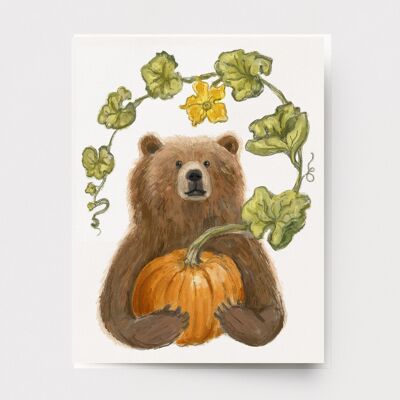 Kürbis-Halloween-Karte des Bären