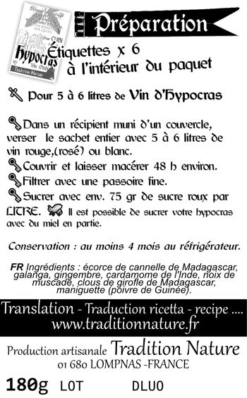 Hypocras | mélange d'épices pour la préparation de vin médiéval pour 5 à 6 litres 4