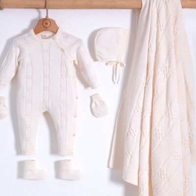 Natural Plain Knitwear Elegant Style Newborn Bundle-5 Stück