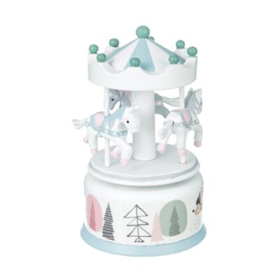 Wooden Musical Carousel with Horses 13.5cm