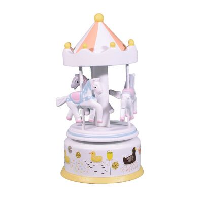 Wooden Musical Carousel with Horses 18cm
