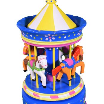 Carrousel musical en bois avec chevaux, boîte à musique animée en bois de haute qualité. 2