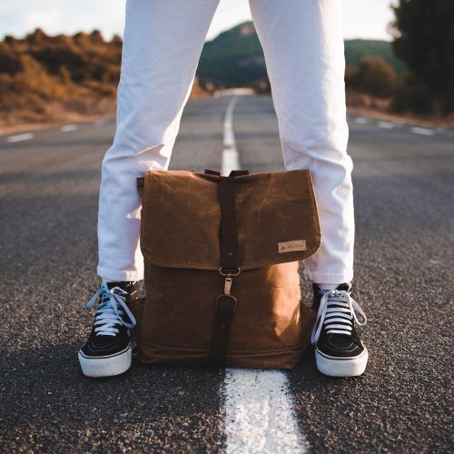 Brown BACKPACK, unisex backpack, waxed canvas backpack