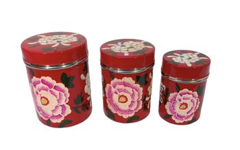 set de boîte à thé en inox chine pop rouge