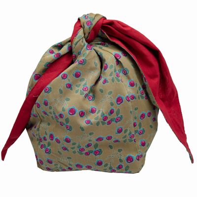 JAPANESE FUROSHIKI PURSE CHERRY KHAKI