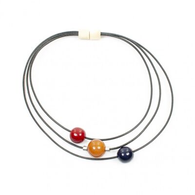 Necklace ELOA Red/Natural/Sienna/Navy Blue