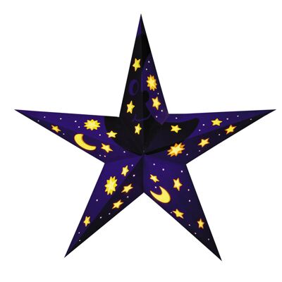 Estrella de papel Happy Moon violeta para colgar