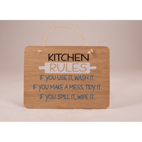 Printed Plaque Kitchen Rules, 240x175x4mm