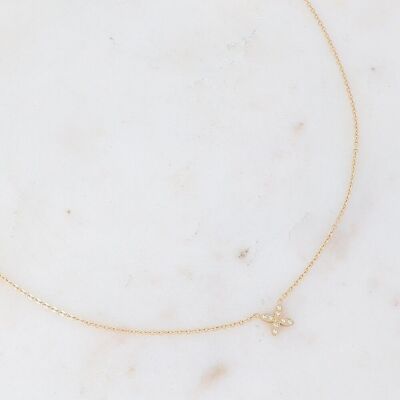 Florie gold necklace with white cubic zirconia