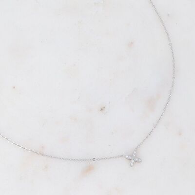 Florie rhodium necklace with white zirconium oxides