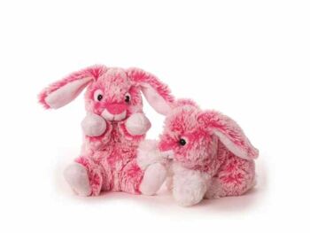 Lapin rose couché 14 cm