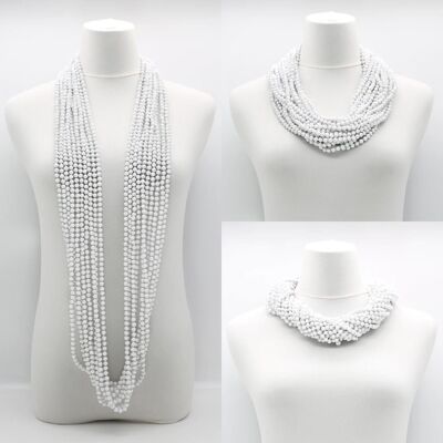 Halskette aus UFO-Perlen mit 10 Strängen – Weiß