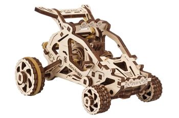 UGEARS Modèles mécaniques: BUGGY DESERT 11,5x9,5x9,5cm, 80 pièces, en bois, temps de montage 1-2h, boîte 21x9,2x1,8cm, 8+ 1