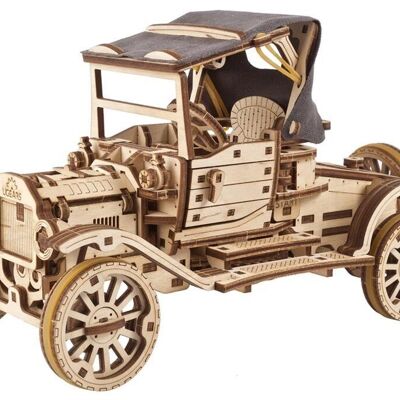 UGEARS Modèles mécaniques: MODEL T RETRO CAR 26,5?12,5?14,4cm, 337 pièces, en bois, temps de montage 7u, boîte 37,8x17x3,6cm, 14+