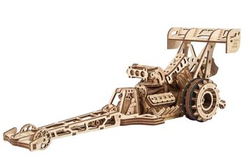 UGEARS Modèles mécaniques: TOP FUEL DRAGSTER 39x12x13cm, 321 pièces, en bois, temps de montage 8u, boîte 37,8x17x3,1cm, 14+ 1