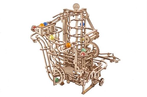 UGEARS Modèles mécaniques: CIRCUIT à BILLES SPIRALE 28,5x26,3x27,6cm, 266 pièces, en bois, temps de montage 6u, boîte 37,8x17x3,4cm, 14+