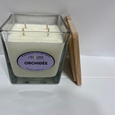 SCENTED CANDLE 100% VEGETABLE SOYA WAX - 10X10 4 WICKS 350 G ORCHIDEE