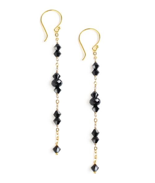 Gold earrings with black crystals