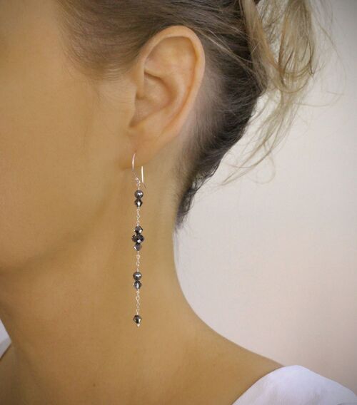 Silver earrings with Black Diamond crystals