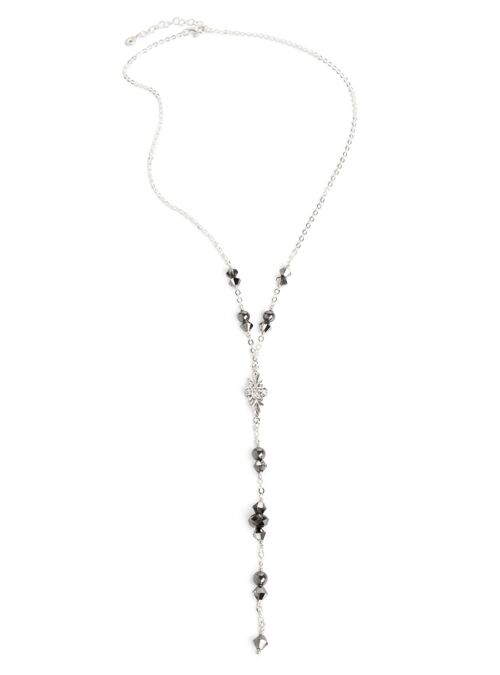 Silver necklace with Black Diamond crystals