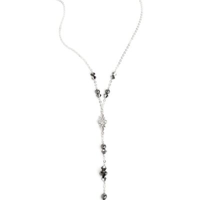 Silver necklace with Black Diamond crystals