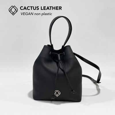 sac seau cactus cuir noir