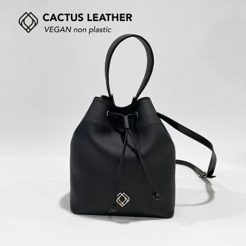 sac seau cactus cuir noir 1