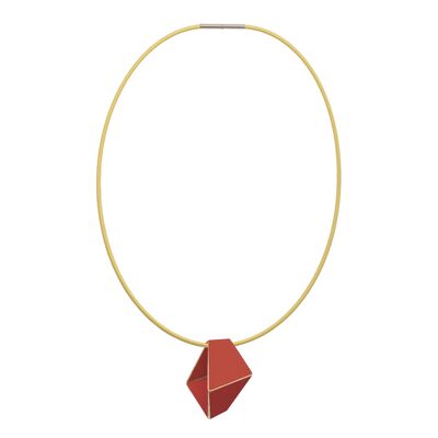 Collar Doblado Corto_Coral Rojo