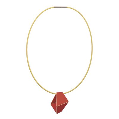 Folded Necklace Short_Coral Red