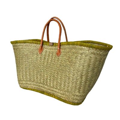 Natural braided Aravoula basket with green “Feston”