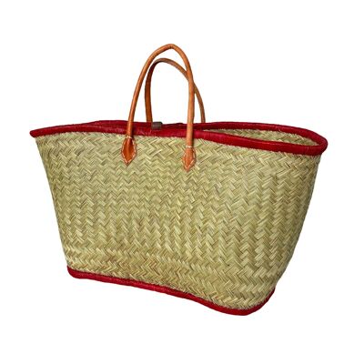 Natural braided Aravoula basket with red “Feston”