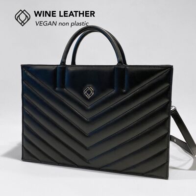 borsa da lavoro in pelle vino nera