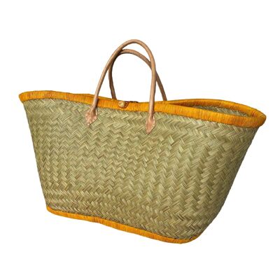 Natural braided Aravoula basket with saffron-colored “Feston”