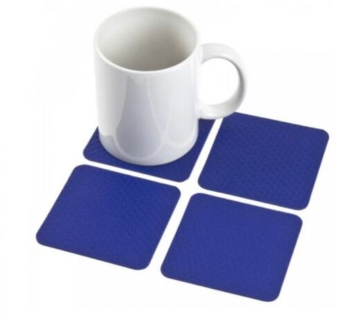 Blue 'Vitility' non-slip square coasters - set of 4 pieces