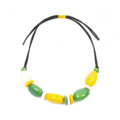 Collier PASTELA Vert Prairie/Naturel/Jaune Safran