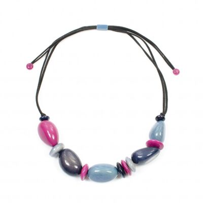 Collier PASTELA Bleu Marine/Bleu Lilas/Fuchsia Foncé