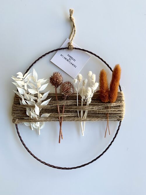 Dried Flower Wreath | Jute String Wreath | Flower Loop | Brown | 20cm